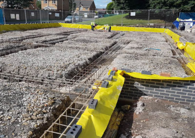 Commercial Builders preparing foundations for concrete