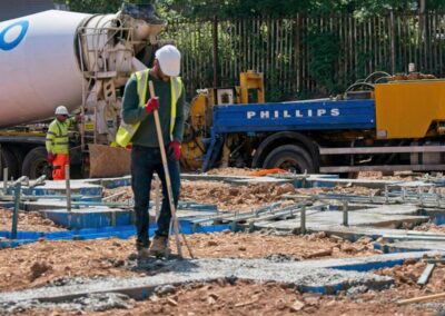 Concrete pumped into foundations