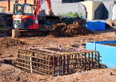 steel cage in place ready for shuttering